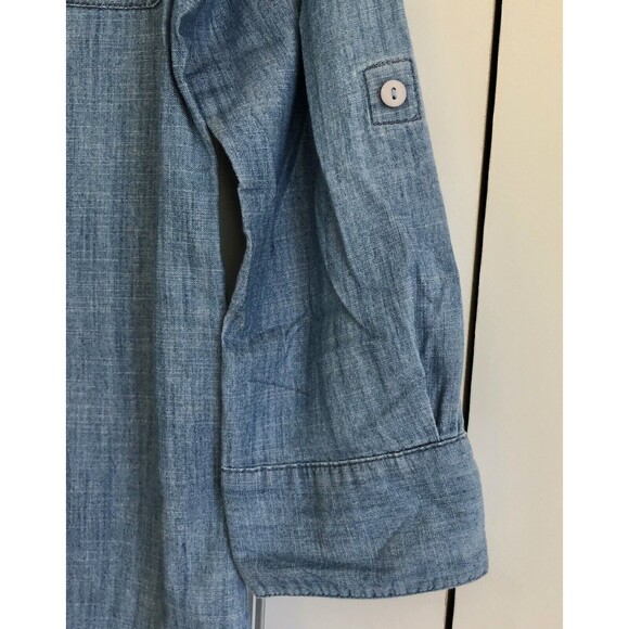 CONYON RIVER DEMIN BLUE BLUSE SHIRT, SIZE M, V NECK, BUTTON DOWN 1 - Picture 5 of 8